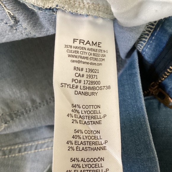 Frame Le Super High Mini Boot Split Hem Jeans Light Wash Color Danbury Sz 27 - Picture 13 of 15